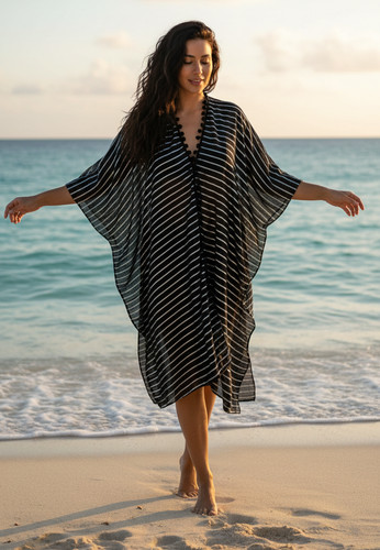 Strandkaftan schwarz silber - strandkaftan,