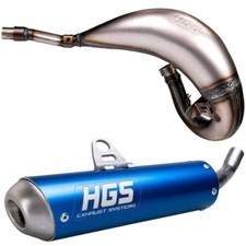 HGS Auspuff Yamaha YZ 125 Vorne Halterung + Blau Endrohr Komplettsystem 2022-25