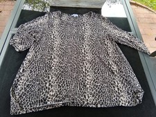 by Bella Langarm Viskose Shirt Top braun beige Animalprint Leo A-Linie XL 44/46