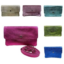 Leder Glänzende Crossbody Umhängetasche weiche Leder Tasche  Italy Clutch Leo