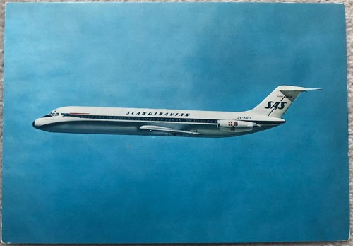 Flugzeug postkarte sas - flugzeug, dc-9