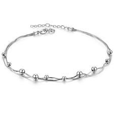 FUßKETTE KUGEL ANHÄNGER IN SILBER FUßKETTCHEN EDELSTAHL KETTE FUß DAMEN SCHMUCK