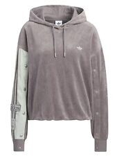 adidas Damen Adi-break Velor Hoody Shirts lila-grau Tee Trikot Shirt IC8139
