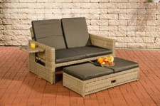 Polyrattan 2er Lounge Sofa natura/anthrazit Gartensofa Couch Outdoor Sonnenliege