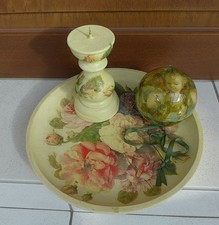 Deko Set Teller Kugel Kerzenhalter Handarbeit