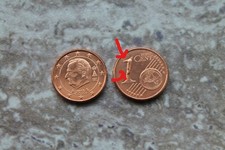 FEHLPRÄGUNG 1 Cent Belgien 2013 König Albert zuviel Material auf der Wertseite!