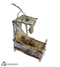 Antiker Christbaumschmuck- Sebnitzer Ornament / Kinderbett, ~ 1900  (# 169589)