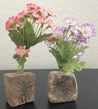 2 Mini Deko Steinvasen