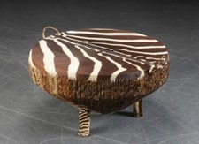 Vintage Trommel bezogen mit Fell (Zebra) / Couchtisch/ Sofatisch/ Unikat