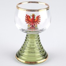 Schnapsglas Glas Tirol Likörglas grün 6 cm Andenkenglas Gold Römer