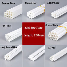 Weiß ABS Polystyrol Kunststoff Rohr Rund Vierkant Stab U/L/H Profil Länge 250mm
