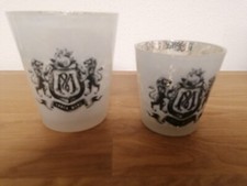 2er Set Teelichtgläser weiß/silber Teelichthalter Windlicht Kerzenhalter