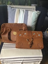 Ricarda M Taschenset- Handtasche + Kosmetikbag/Clutch, nougatfarben