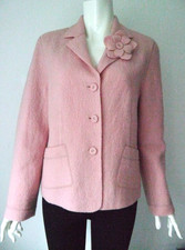 Designer Bouclé Blazer NEU 42 Rosa passende Ansteck-Blume Kragen stoffbez Knöpfe