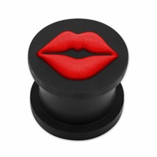 Flesh Tunnel aus Silikon Kiss 6 8 10 12 14 16 18 mm schwarz Piercing Plug Sport