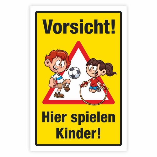 Schild vorsicht hier spielen - hier,