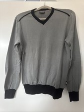 EA7 Armani Herren Pullover mit V Ausschnitt In Grau Schwarz Gr. M  Baumwolle