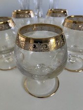 Murano Glas Medici mit Goldrand _geschliffene Ornamente _ 5 x Trinkglas, Glas,