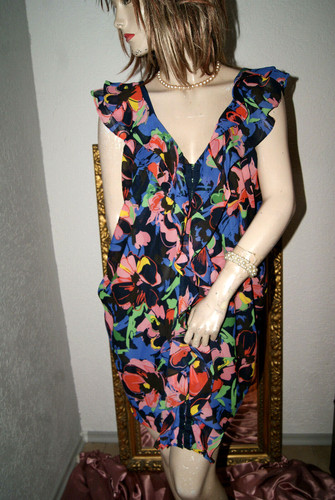 Volant kleid seidenfein - kleid, bunt
