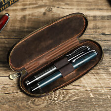 Handgefertigtes Stifteetui aus Crazy Horse Leder mit Reißverschluss für 2 Stifte