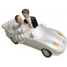 Hochzeit Tortendeko Tortenfigur Braut Bräutigam großes Cabrio m Brautpaar  25cm