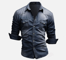 Herren Hemd Jeanshemd Denim