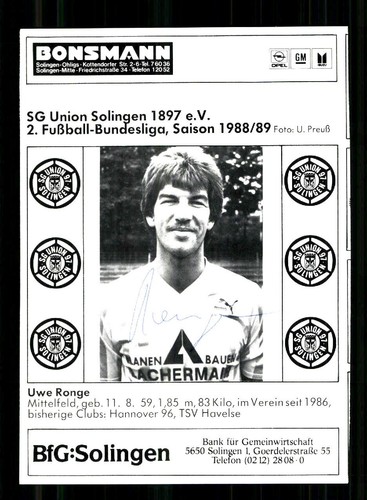 Uwe ronge autogrammkarte union - uwe,