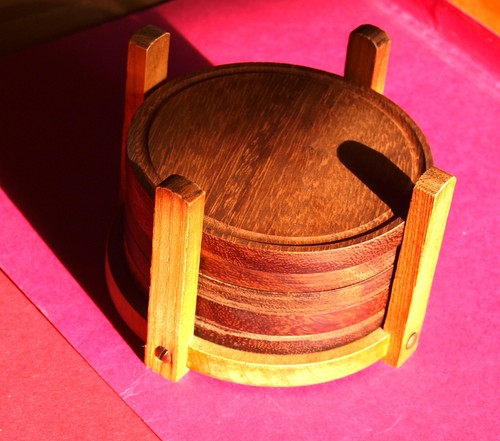 Untersetzer mahagoni holz ddr - untersetzer, mahagoni-holz
