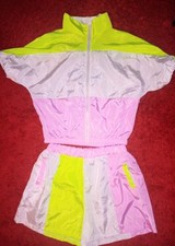 ❤️ Top ❤️ Vintage Trainingsanzug neon M L 38 40 70er 80er Retro Zumba Sport ❤️