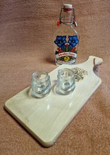 SCHROFFEN - ENZIAN Schnaps Glas Gläser Brett Brotzeit Holzbrett