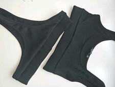 NASTYGAL, Unterwäsche Set, Bralette und String Tanga, in Schwarz, Gr.38