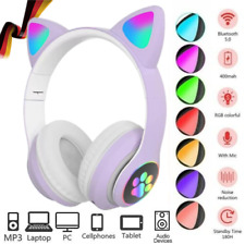 Bluetooth 5.0 Katze Ohr Kopfhörer Kinder Gaming Headset Kopfhörer mit LED Licht