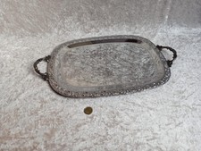 Edelstahl Servierplatte rechteckig mit Griffen Weintrauben & Blätter 43,5 x 26