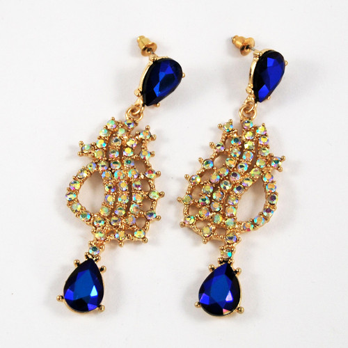 Ohrstecker strass blau - ohrstecker,
