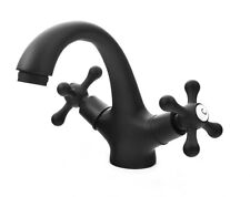 Zweigriffmischbatterie Waschbecken Nostalgie Waschtischarmatur schwarz
