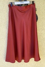 ❤️ H&M Damen SATIN ROCK MIDI  A-Linie, Farbe Terracotta Größe: 42 Neu!
