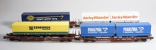 (9838) 4 Stück H0 Roco Taschenwagen "Jacky Maeder"+ ASG+Panalpin+Schenker