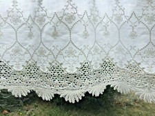 Hochwertige Scheibengardine mit Stickerei Spitze Baumwolle Landhaus Shabby Chic