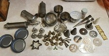 Vintage Metall Blech Plätzchen Presse & Tortendekorateur Glasur Zuckerguss Set 50er Jahre