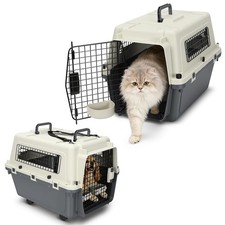 Pet Transportbox Hundetransportbox grau-weiß Flugzeugtaugliche
