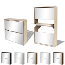 Spiegel Schuhschrank 2/3 Klappen Schuhkipper Schuhregal Flurregal Schuhständer