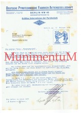 Deutsche Pyrotechnische Fabriken PEPYFAG BERLIN 1934 Schreiben Pyrotechnik R394
