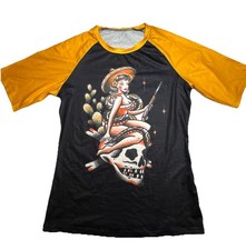 Tattoo Pinup Girl Skull Raglan