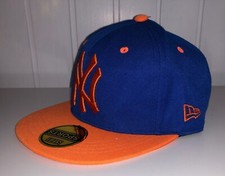 New York Yankees New Era 59/50 Fitted Hat Base Cap Royal/Orange