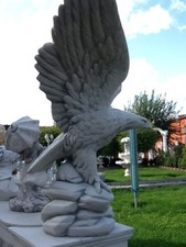 Gartenfiguren, Adler, Steinstatue H.60 cm Skulptur, Steinguss, Vögel, Gartendeko