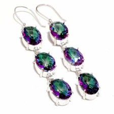 Handgefertigter mystischer Topas Edelstein 925 Sterlingsilber Schmuck...