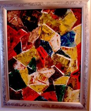 Galeriebild-Ölgemälde gespachtelt: COLOR-SPECTRUM 50cm x 60cm Silberpräge-Holzr.