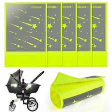 5er Set Neon-Reflektoren | Klettverschluss | Universal für Kinderwagen