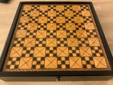 Altes Schachbrett Erzgebirge Intarsien Arbeit Mühle Dame Backgammon