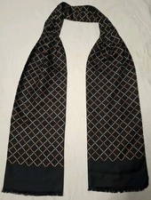 Tuch, Schal, Stola Herren, Wolle, Seide, Bedruckt Schwarz Silber Gold